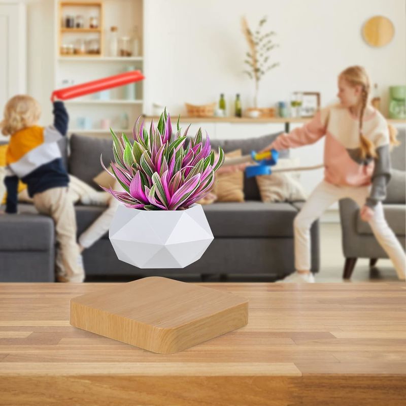 Rotating Base Magnetic Levitation Plant Pot For Home Garden Desk Decoration