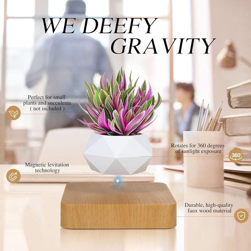 Rotating Base Magnetic Levitation Plant Pot For Home Garden Desk Decoration