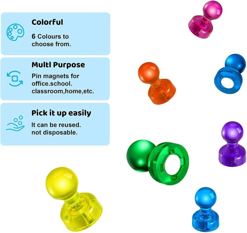 60PCS Colorful Strong Magnetic Thumbtacks Whiteboard Magnets For Classroom Teaching