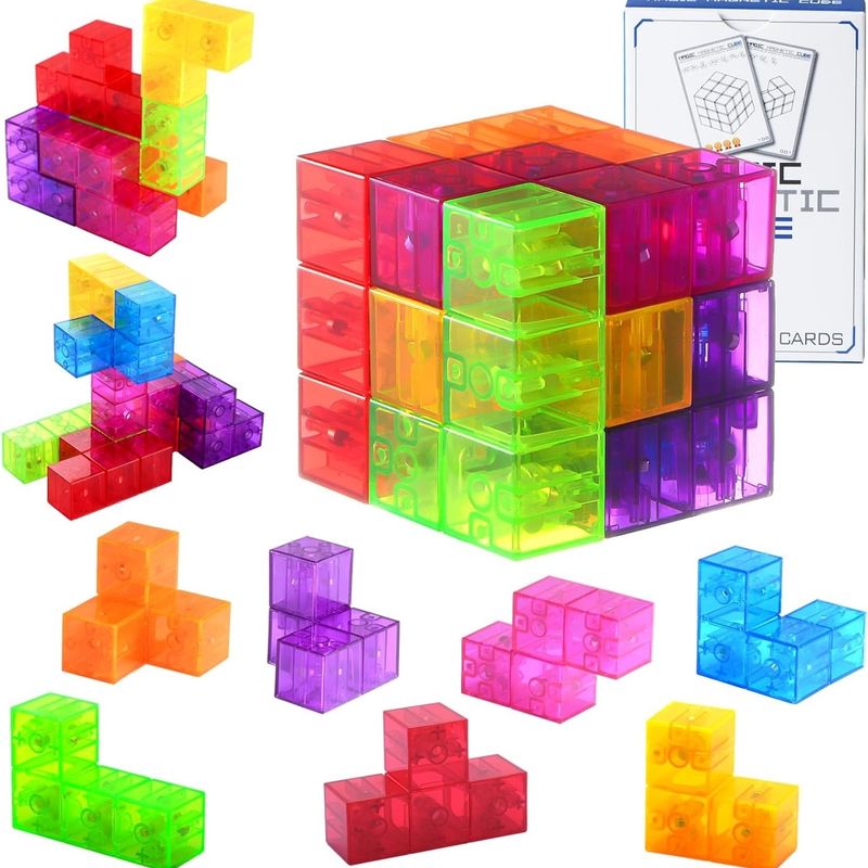 3D Magnetic Rubik'S Cube Magnetic Puzzle Cubes Set Of 7 Multi Shapes For Kids