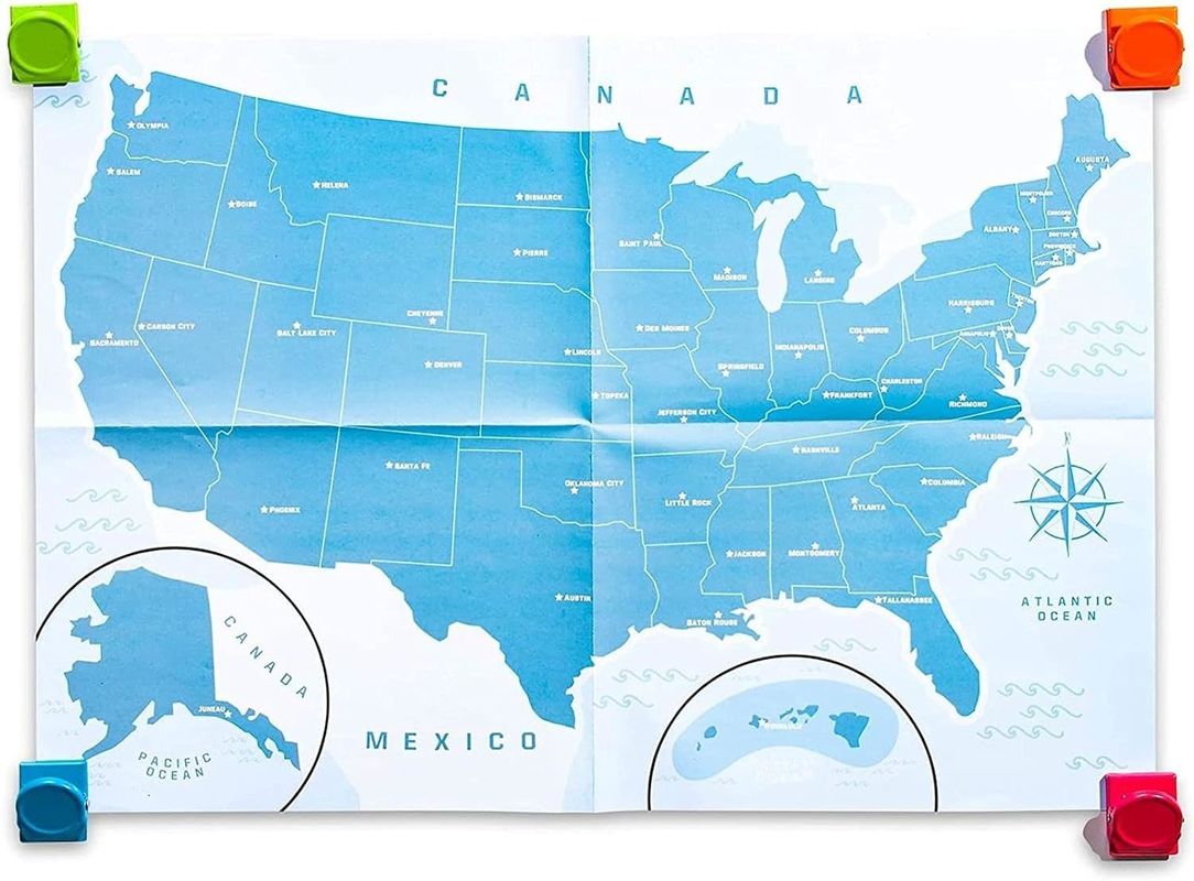 Multicolor Magnetic Puzzle Map Of The United States With 44 Magnetic Pieces