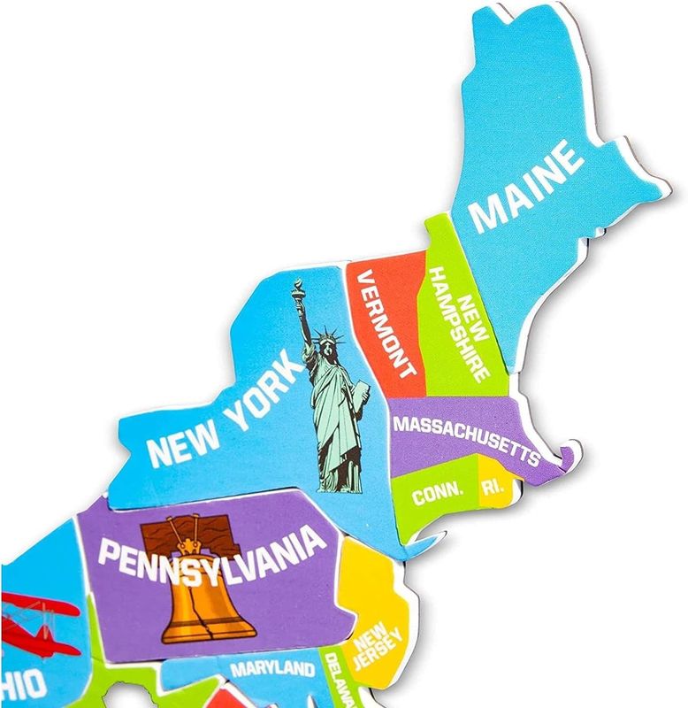 Multicolor Magnetic Puzzle Map Of The United States With 44 Magnetic Pieces