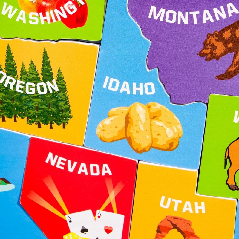 Multicolor Magnetic Puzzle Map Of The United States With 44 Magnetic Pieces