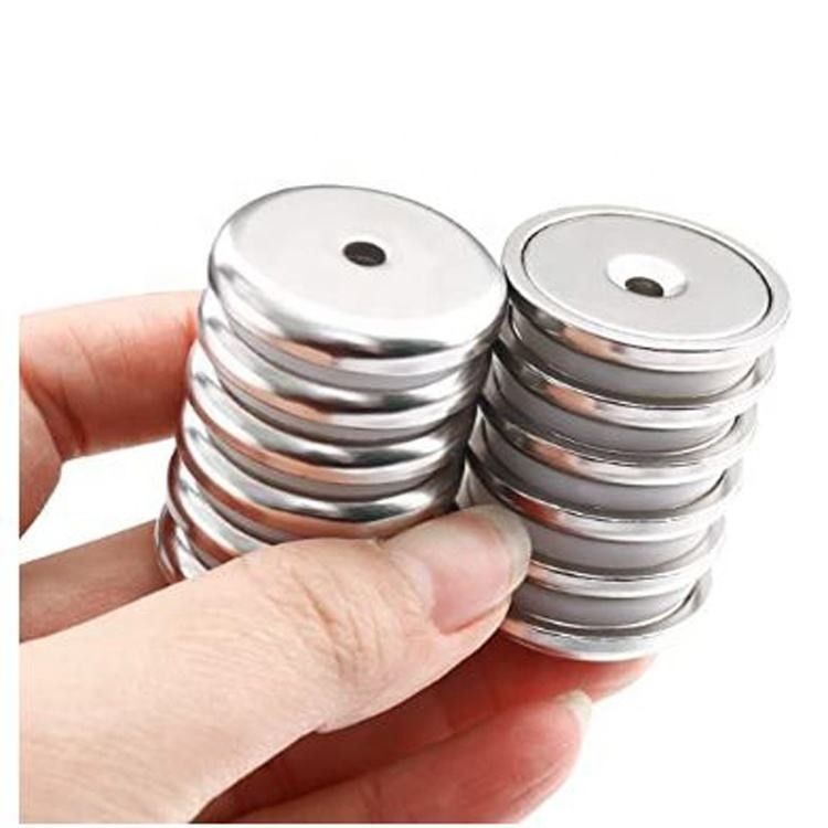Round Base Cup Neodymium Magnet Pot With Heavy Duty Countersunk Hole And Stainless Screws