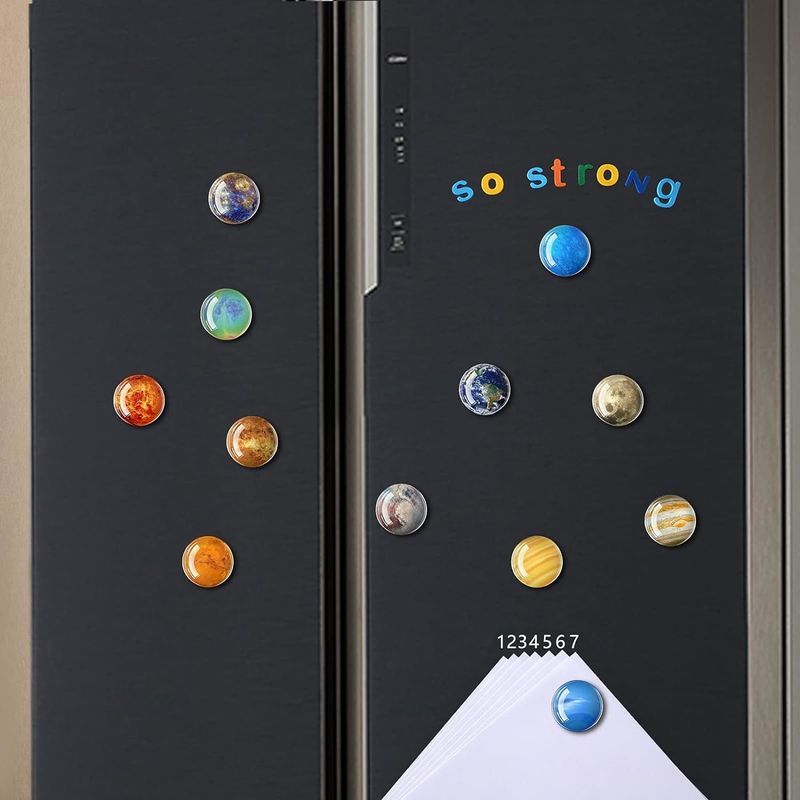 12PCS Powerful Planets Glass Fridge Magnet For Blackboard Teaching Decoration