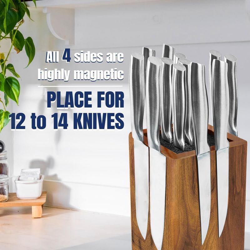 Rotatable Extra Large Capacity Magnetic Knife Holder Storage For Kitchen Counter Top