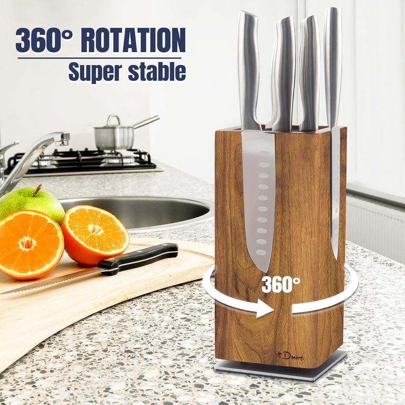 Rotatable Extra Large Capacity Magnetic Knife Holder Storage For Kitchen Counter Top