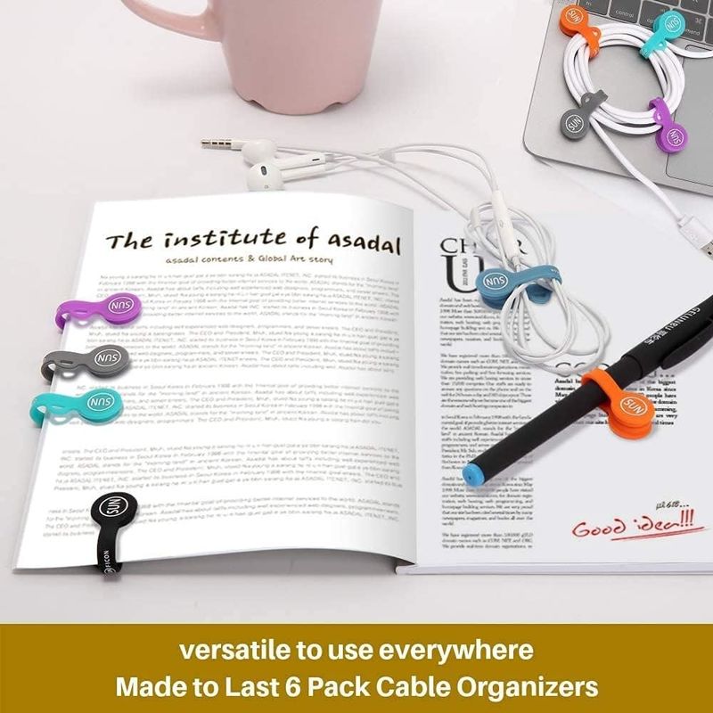 6PCS Magnetic Cord Organizer Color Earphone Cord Holder For Home Office School