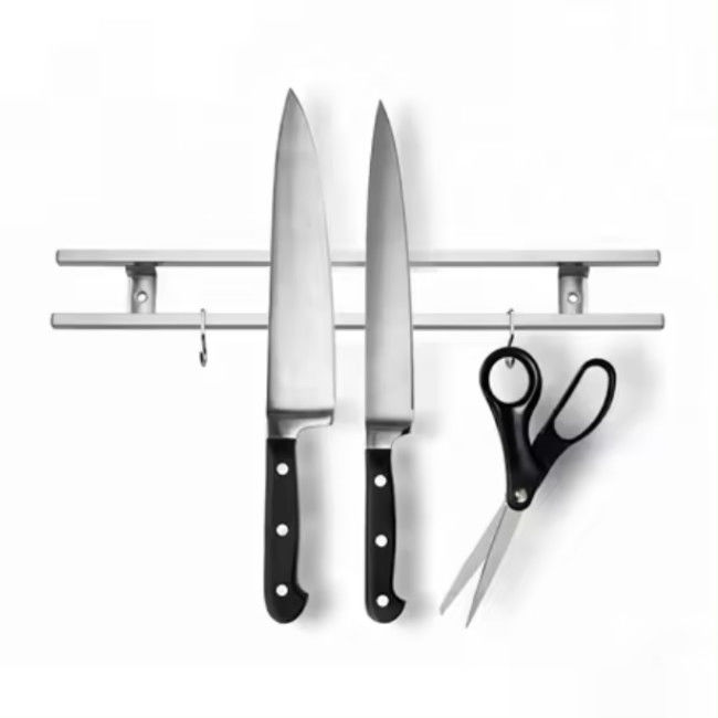 18 Inch Square Tubes Stainless Steel Magnetic Knife Holder For Wall With Hook
