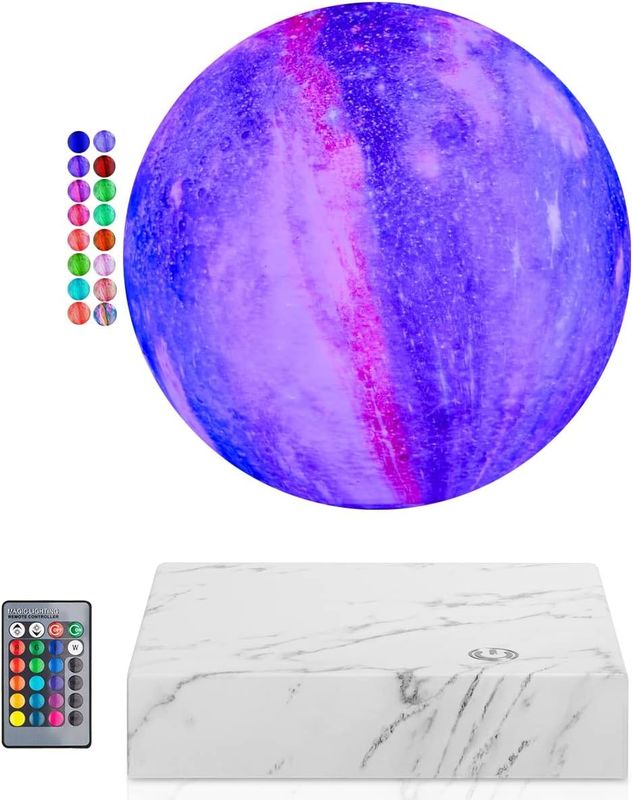 Rotation Resin Magnetic Levitation Lamp Floating Moon Globe With 16 Colors 3D