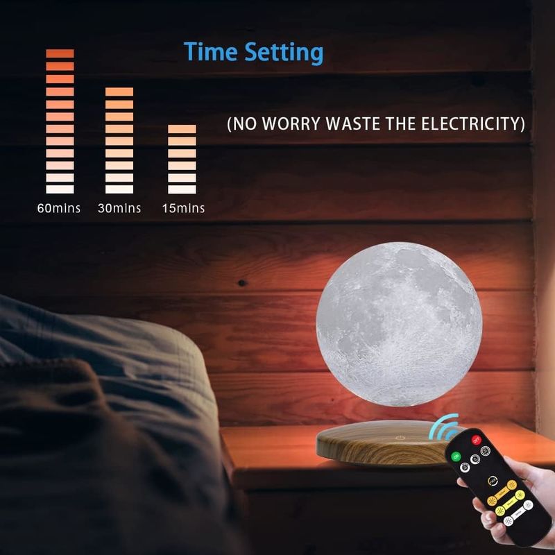Remote Control Magnetic Levitation Lamp 3D Floating Moon Night Light With 3 Colors