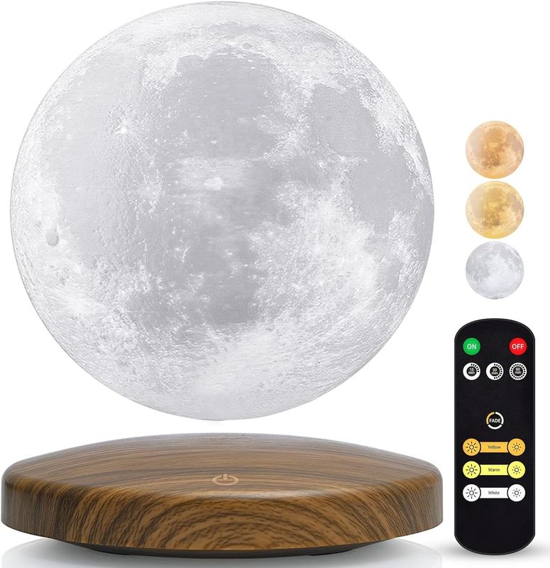 Remote Control Magnetic Levitation Lamp 3D Floating Moon Night Light With 3 Colors