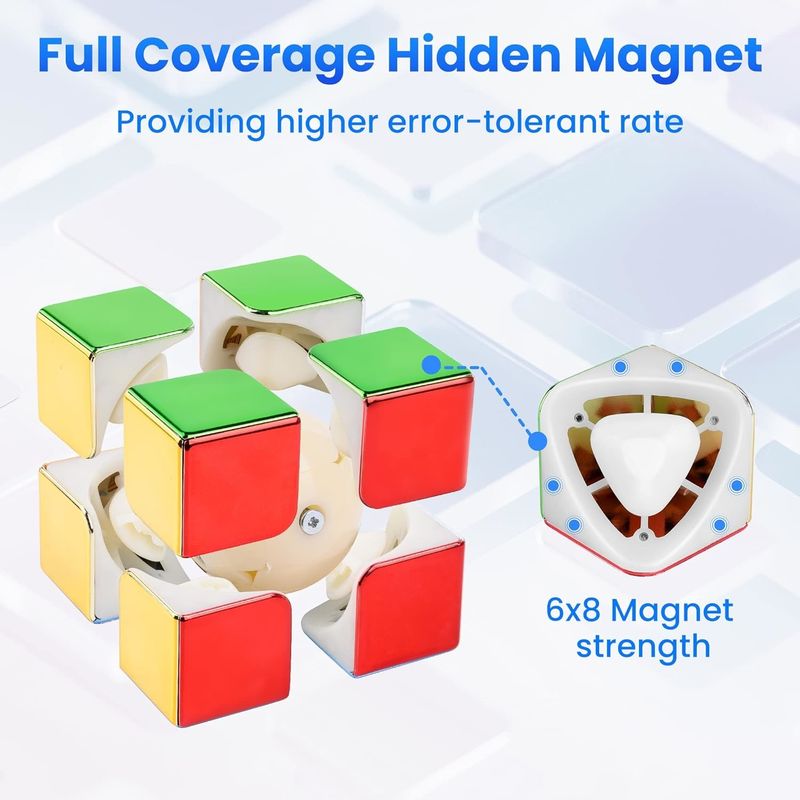 ABS Plastic Mini Magnetic Rubik'S Cube Mirror Reflective 2x2 Speed Cube Magnetic