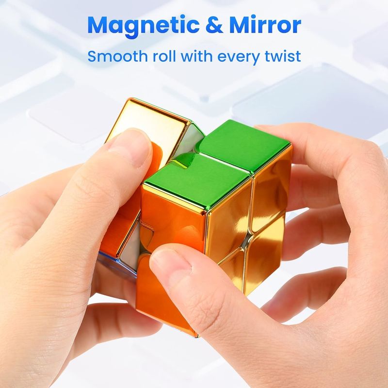 ABS Plastic Mini Magnetic Rubik'S Cube Mirror Reflective 2x2 Speed Cube Magnetic