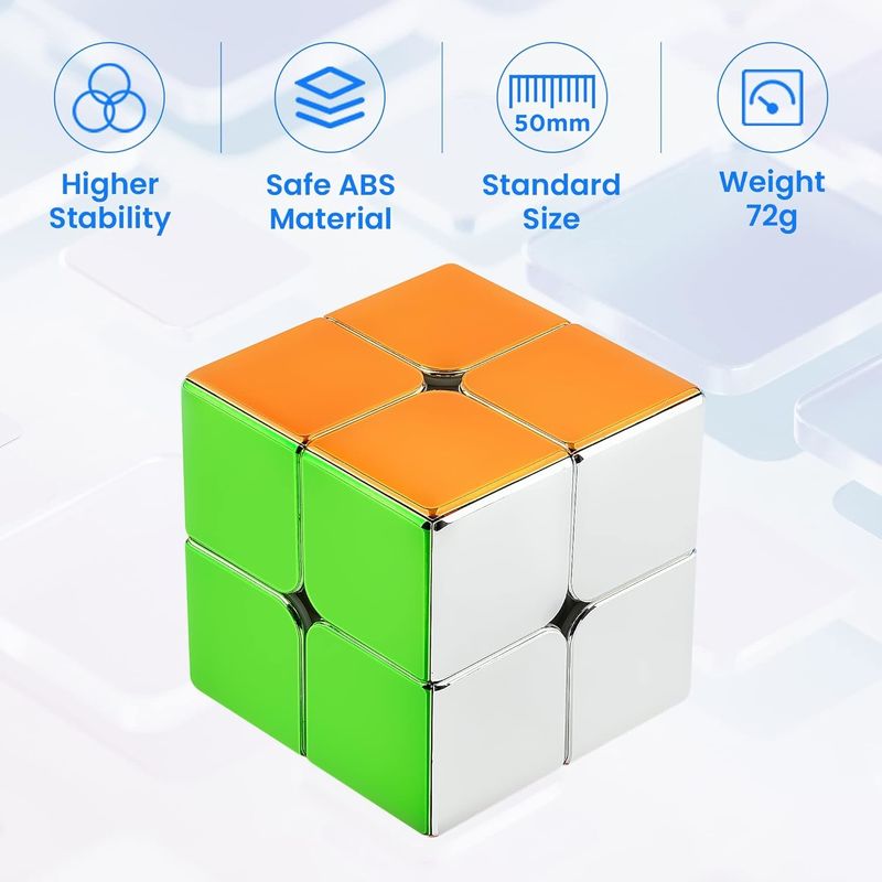 ABS Plastic Mini Magnetic Rubik'S Cube Mirror Reflective 2x2 Speed Cube Magnetic