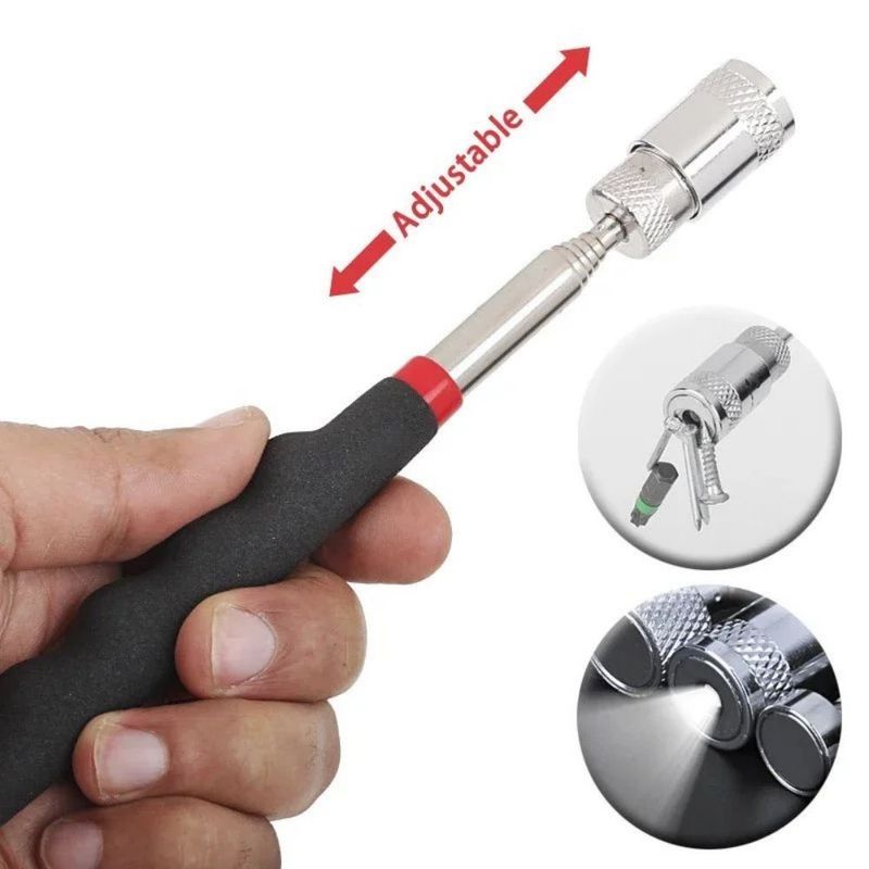 JIS Standard Magnetic Telescopic Pick Up Tool With LED Light Adjustable For Picking Up Screws Nuts Bolt