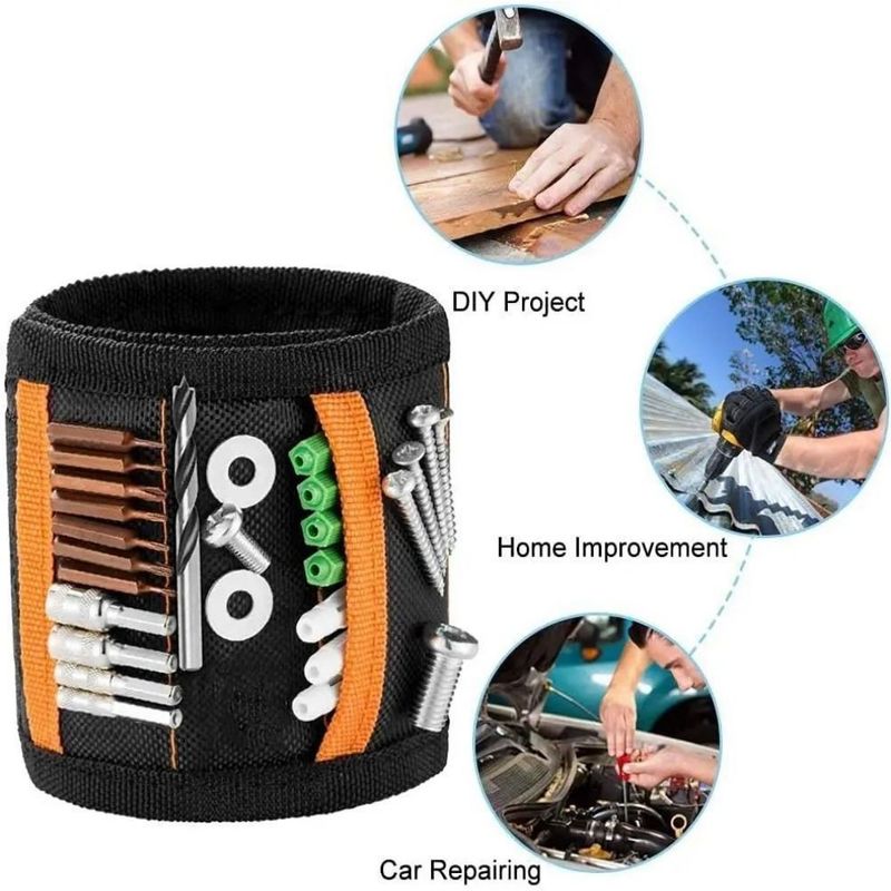                    Magnetic Wristband with Thumb Strap Strong Magnets Holds Nails Drill Bit Nuts Storage             