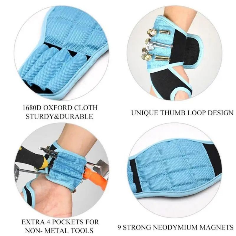 Work Protection Magnetic Wristband for Holding Screws Drilling Bits Nails Wrist Tool Holder Belts