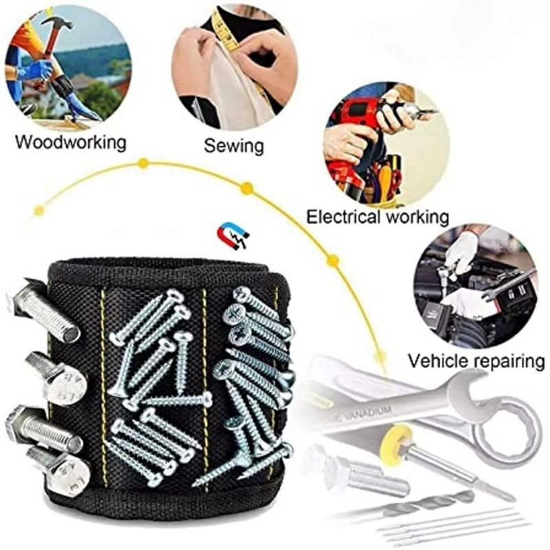                    Multi Functional Tool Bag Nylon Fabric Magnetic Wristband Tool Holder Tool Bag Electrician Storage             