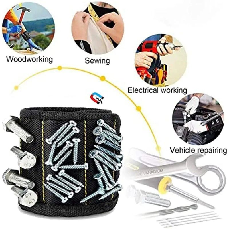                    Strong Magnets Wristband for Holding Screws Nails Drilling Bits Wrist Tool Holder Belts             