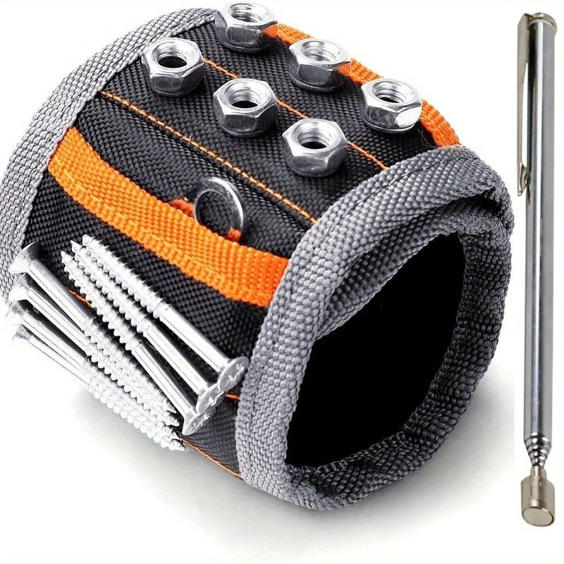                    Magnetic Wristband, for Dad, with Strong Magnets for Holding Screws, Nails, Drilling Bits, Tool             