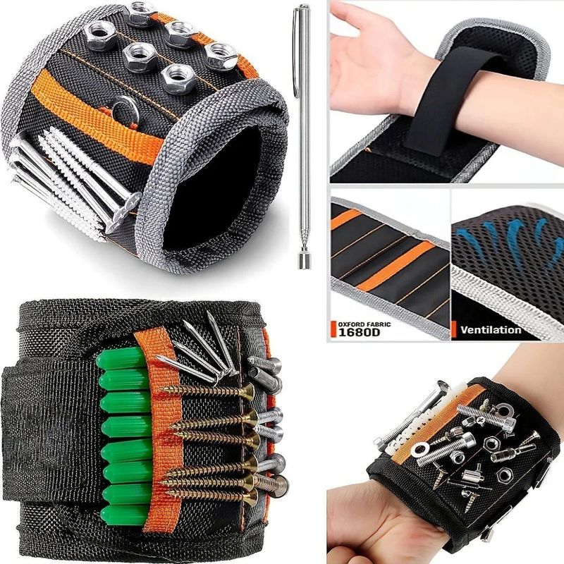                    Magnetic Wristband, for Dad, with Strong Magnets for Holding Screws, Nails, Drilling Bits, Tool             