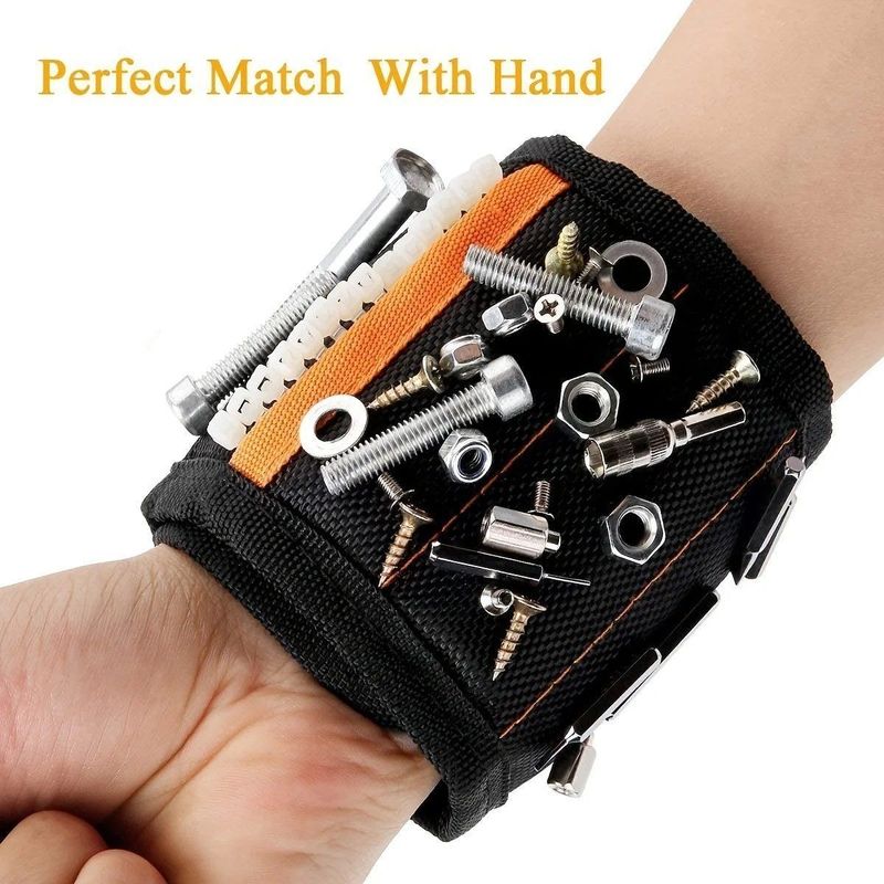                    Magnetic Wristband, for Dad, with Strong Magnets for Holding Screws, Nails, Drilling Bits, Tool             