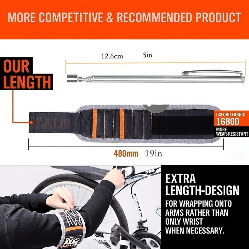                    Magnetic Wristband, for Dad, with Strong Magnets for Holding Screws, Nails, Drilling Bits, Tool             