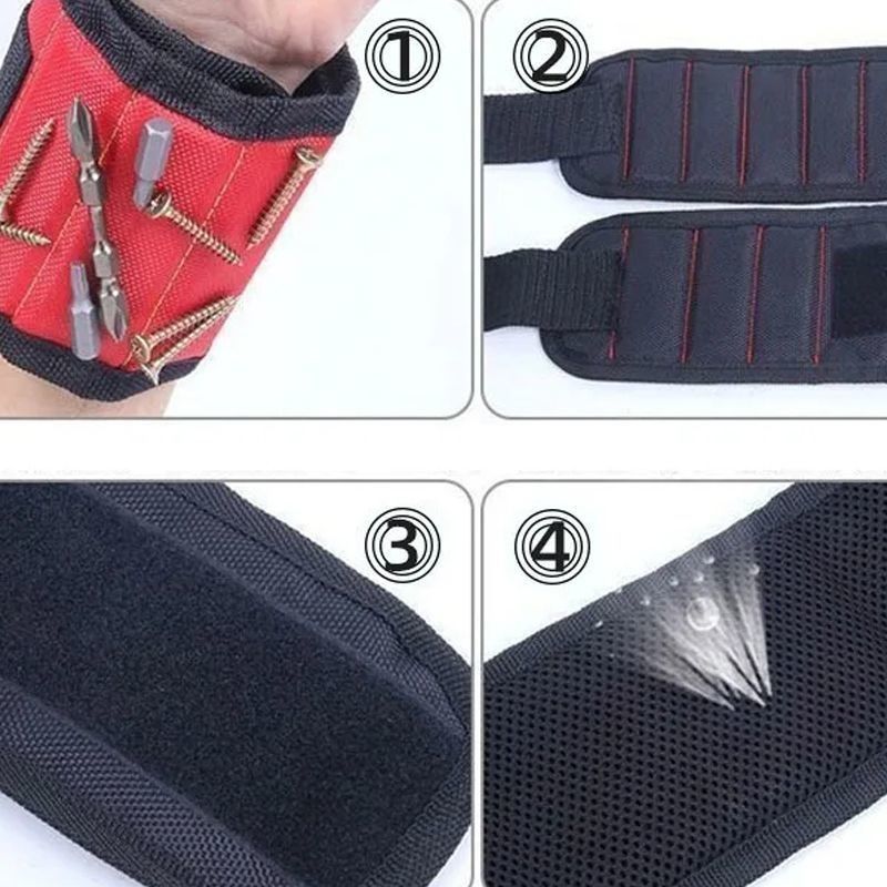 Eco-Friendly Magnetic Wristband with Strong Magnets and Telescopic Pickup Tool for Holding Screws in Woodworking Projects