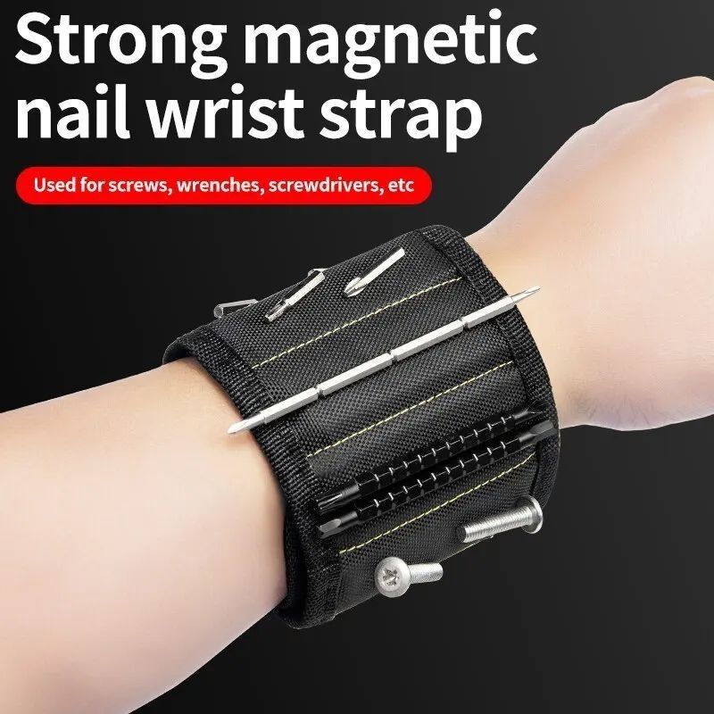                    Multifunctional Magnetic Wrist Strap Screw Storage Bag Portable Electrician Wrist Guard Oxford Cloth Tool             