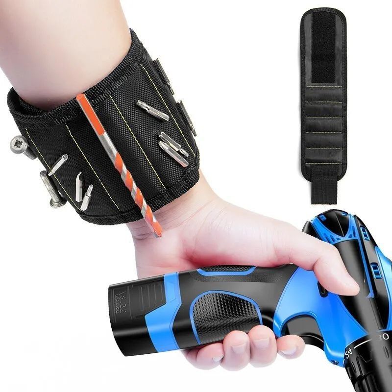                    Multifunctional Magnetic Wrist Strap Screw Storage Bag Portable Electrician Wrist Guard Oxford Cloth Tool             