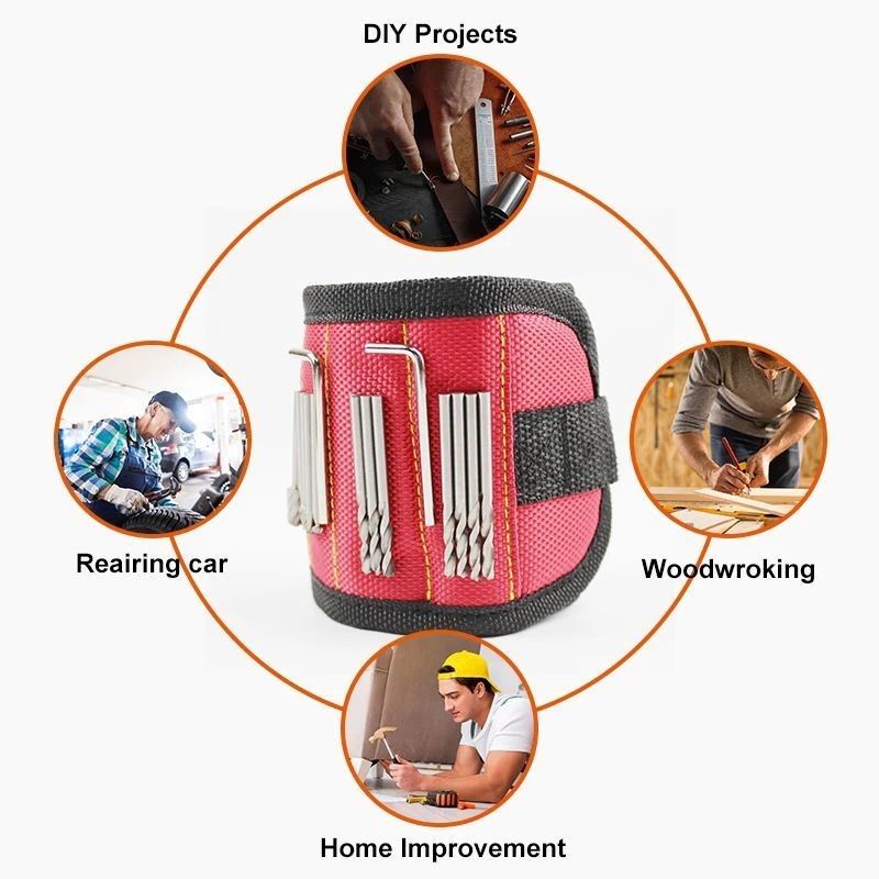 Portable Tool Bag and Customized Magnetic Wristband with Strong Magnets for Electricians Package Gross Weight 0.300kg