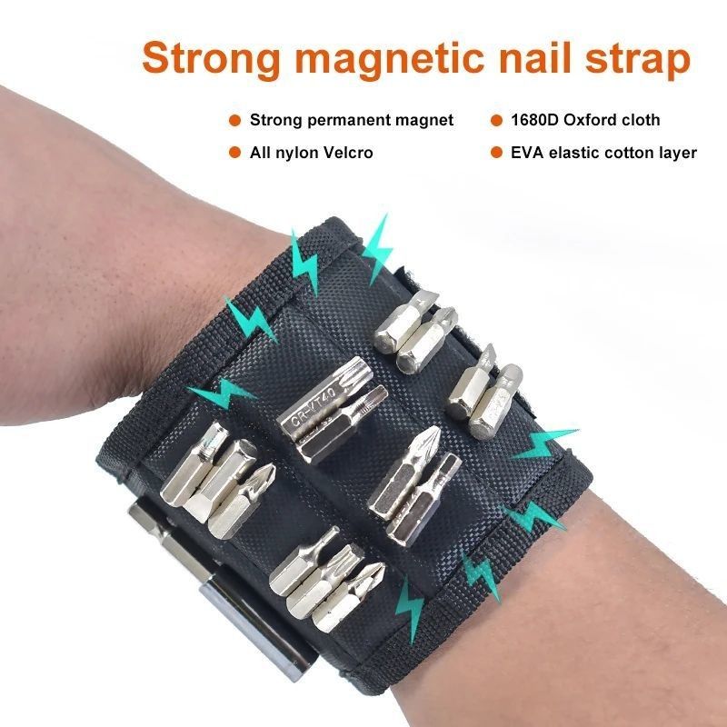 Portable Tool Bag and Customized Magnetic Wristband with Strong Magnets for Electricians Package Gross Weight 0.300kg