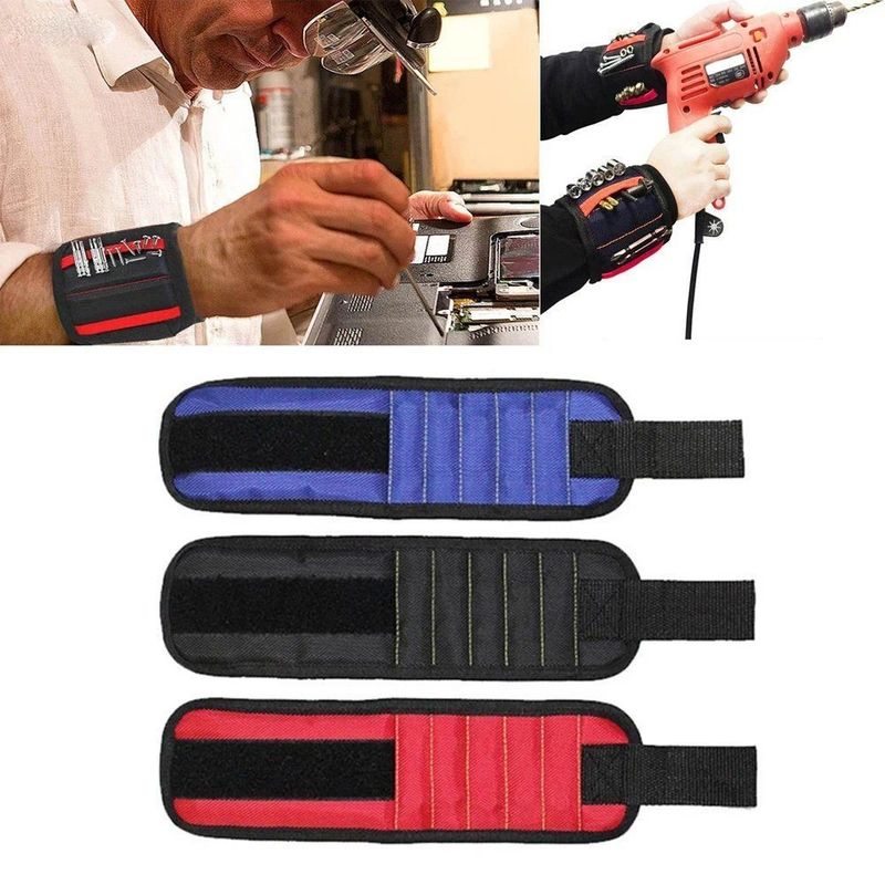                    Magnetic Wristband Portable Magnetic Tool Bag for Screw Nail Nut Bolt Drill Bit Repair Kit             