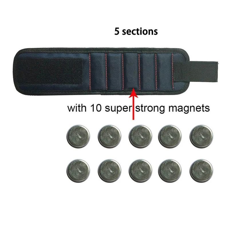                    Magnetic Wristband Portable Magnetic Tool Bag for Screw Nail Nut Bolt Drill Bit Repair Kit             