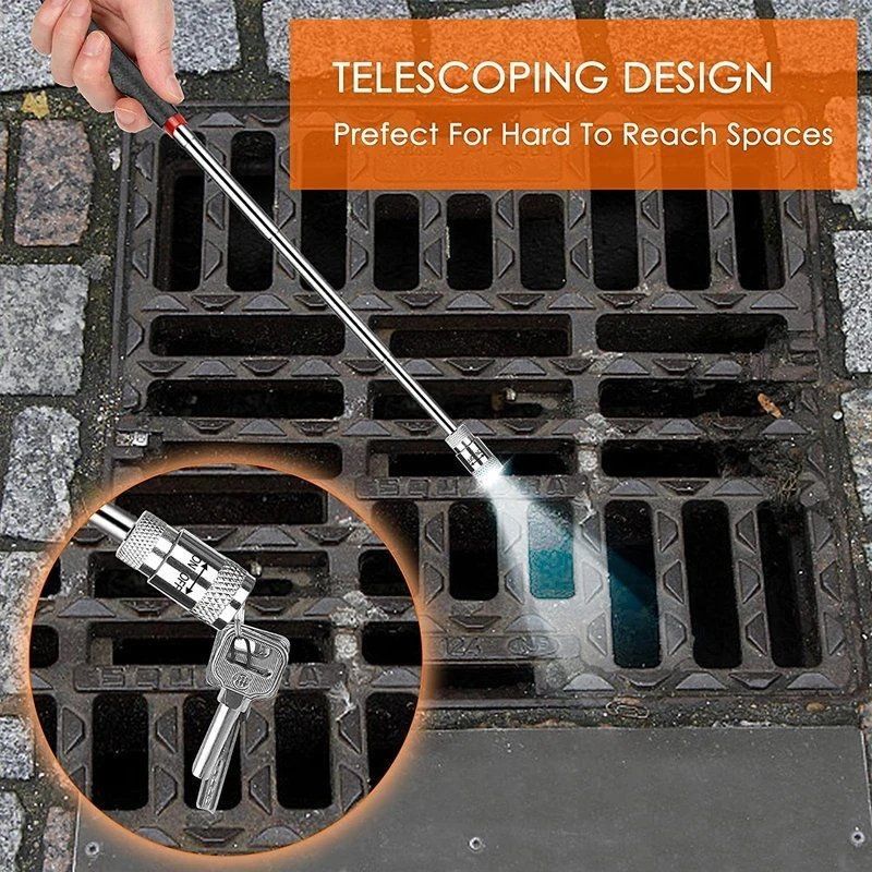 Magnetic Telescopic Pick-up Tools Grip LED Light Adjustable Extendable Long Reach Pen Handy Tool