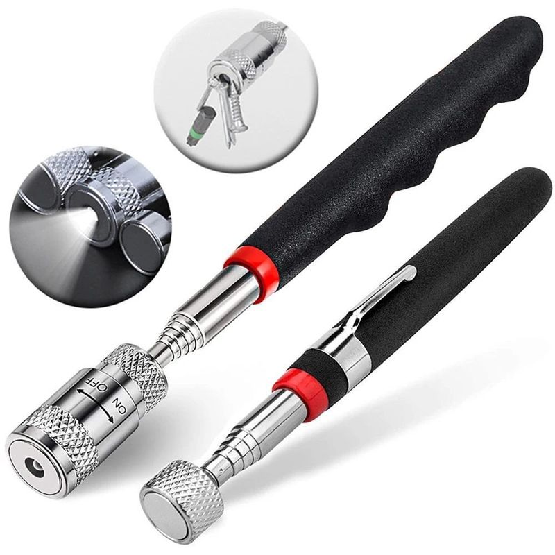                    Telescopic Magnetic Pen with Light Mini Portable Magnet Pick up Tool Extendable Pickup Rod Stick for Picking up             