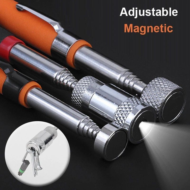 Telescopic Magnetic Pen with Light Mini Portable Magnet Pick-Up Tool Extendable Pickup Rod Stick