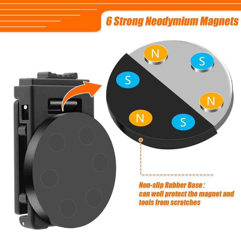 Magnetic Belt Clips, Heavy Duty Tool Holster Belt Clip Non-Slip Magnetic Tool Holder Magnet Belt Organizer for Hammer Screwdrivers