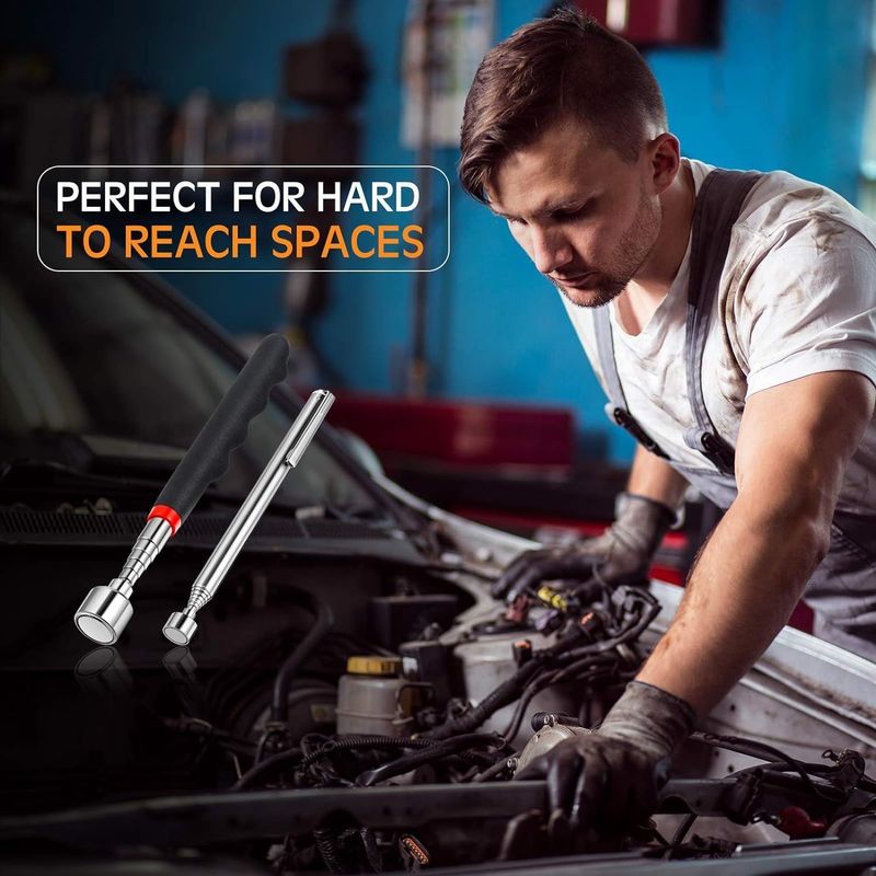Pickup Tool With LED Light Magnetic Rod Magnetic Rod Metal Parts Magnetic Tool Telescopic Pickup