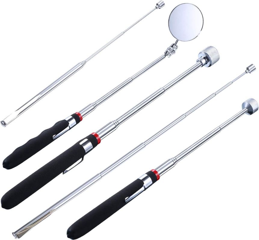 Magnetic Pick-up Tool Telescopic Pick-up Rod and 360-Degree Rotating Inspection Mirror with LED Light