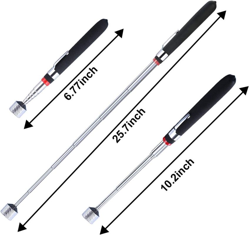 Magnetic Pick-up Tool Telescopic Pick-up Rod and 360-Degree Rotating Inspection Mirror with LED Light