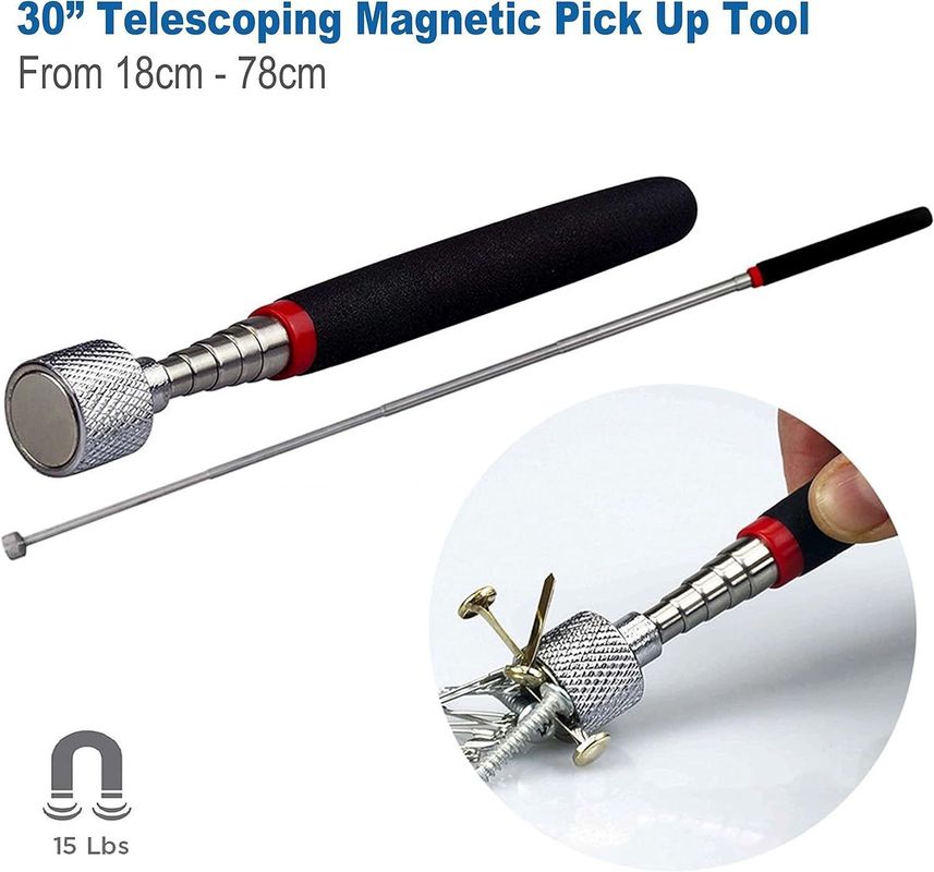 Telescoping Inspection Mirror Magnetic Pick Up Tool Kit With LED Light For Car Repair