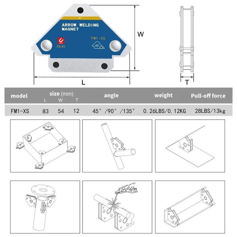                    Magnetic Welding Holders Angle Solder Arrow Magnet Weld Fixer Positioner Ferrite Holding Auxiliary Locator Tools             