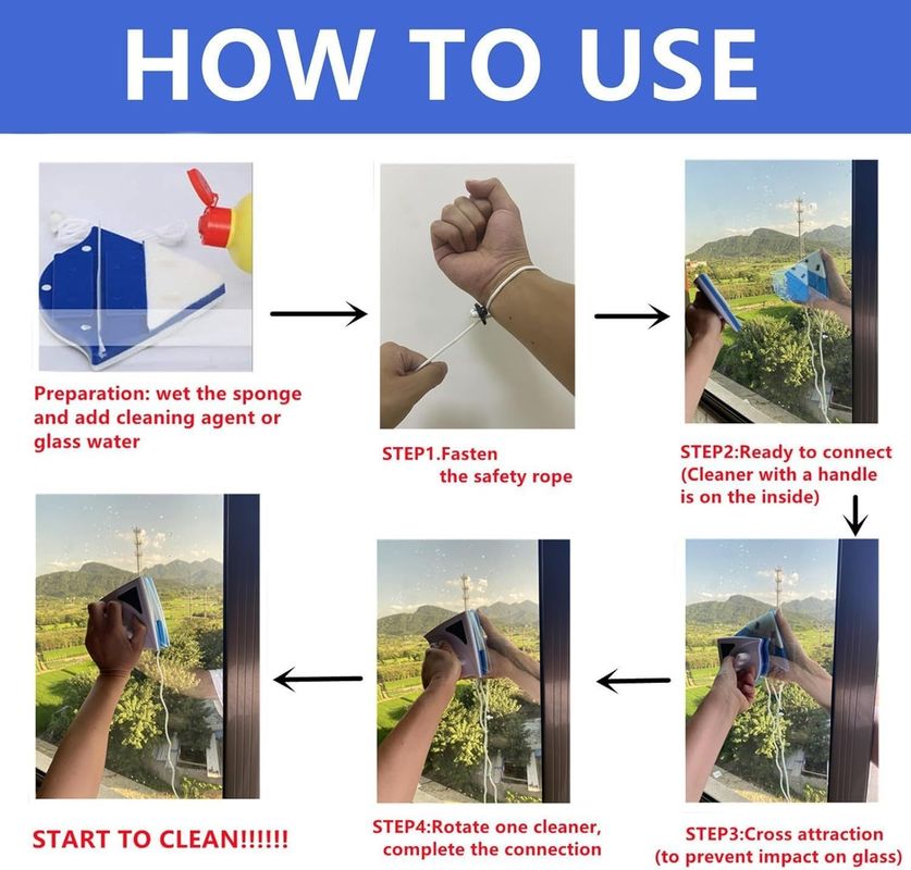 Outside Magnetic Window Cleaner, Double-Sided Window Brush Glass Wiper Cleaning Tools For Sale